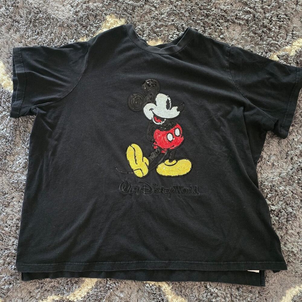 Disney Mickey Mouse Black Sequin T Shirt Women’s 1x